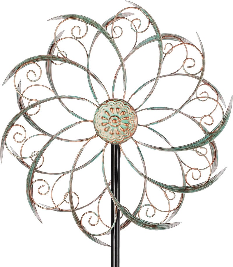 VEWOSTAR Wind Spinners Outdoor Wind Spinner Metal 13” Dia Wind Spinners for Yard and Garden Decor Pinwheels Wind Sculptures & Spinners(57” H) - Image 1